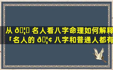 从 🦊 名人看八字命理如何解释「名人的 🦢 八字和普通人都有什么区别」